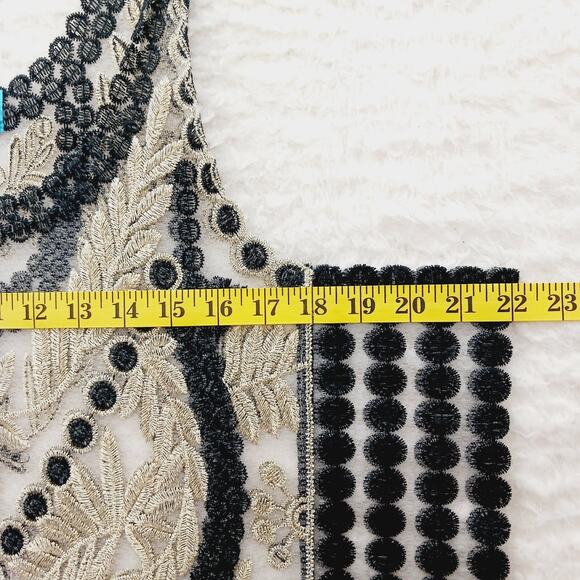 Cami Tank Top Size 2XL Gold Black Metallic Goth Lace Flappercore Fairy Mob Wife - Picture 8 of 12